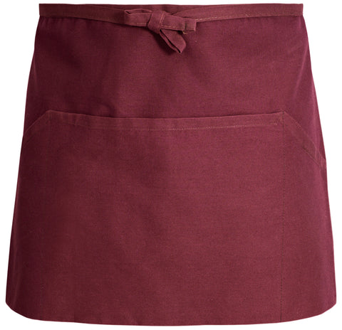 Plain 100% Cotton - 3 Pack - Half Bistro Apron - Burgundy
