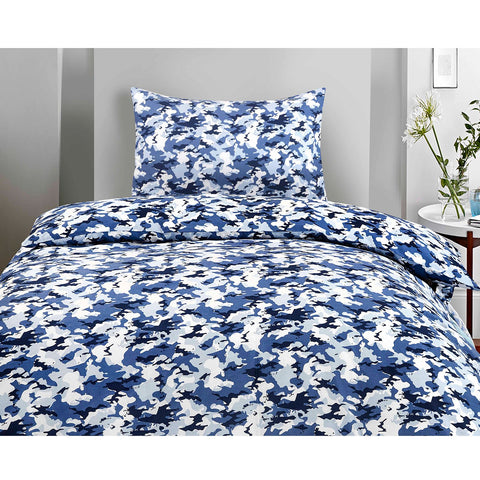 Blue Camouflage Kids Duvet Cover Set