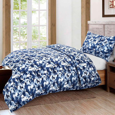 Blue Camouflage Kids Duvet Cover Set