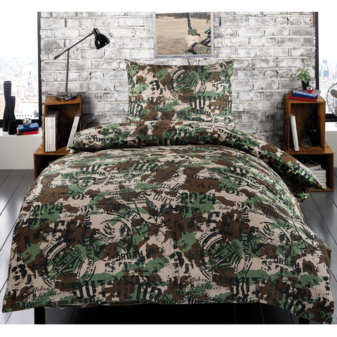 Green Camouflage Kids Duvet Cover Set