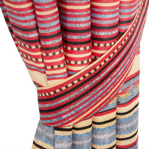 Boho Multicoloured Striped Eyelet Curtains Set