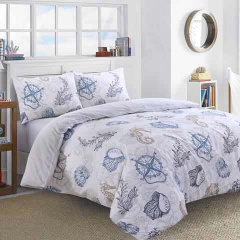Seafarer 100% Cotton Duvet Cover and Pillowcase Set