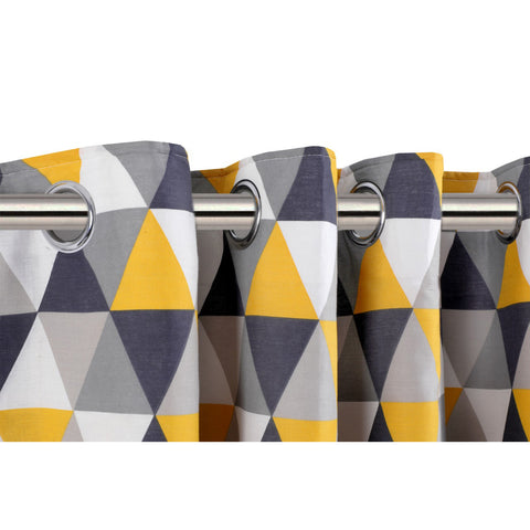 Quartz Geometric Eyelet Curtains Set