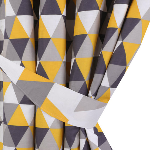 Quartz Geometric Eyelet Curtains Set