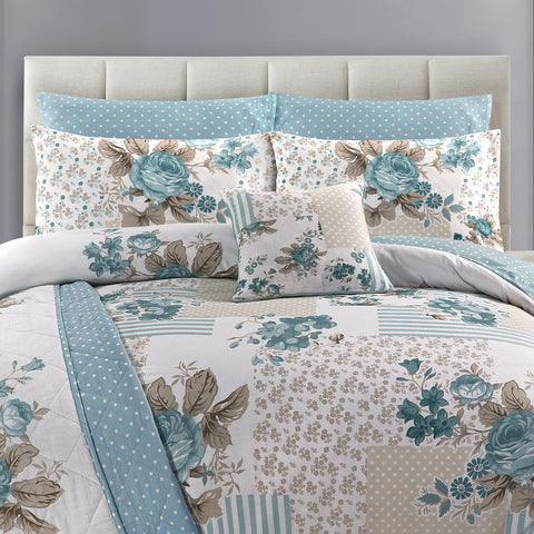 Rose Floral Blue Cushion Cover