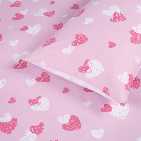 Hearts Pink 100% Cotton Toddler Duvet Set