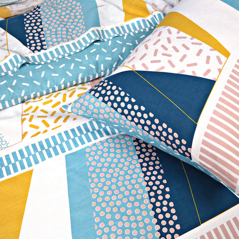 Miami Geometric Multicoloured 100% Cotton Duvet Cover Set