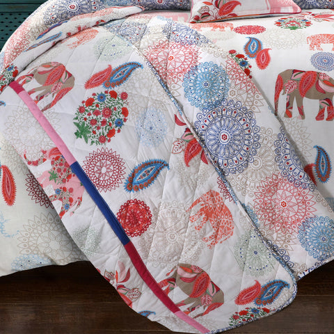 Elephant 100% Cotton Quilted Bedspread