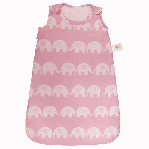 Elephant Pink 100% Cotton Quilted Baby Sleeping Bag
