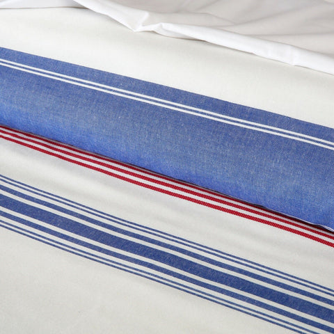 Eli Luxury Woven Stripe Blue Soft 100% Cotton Duvet Cover Set