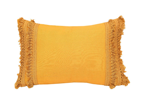 Ikat Yellow Embellished Boudoir Filled Cushion