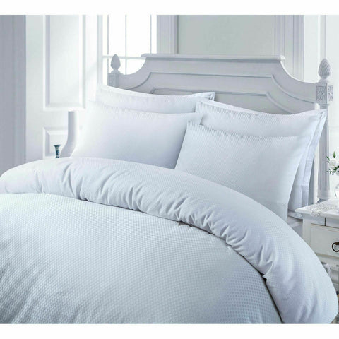Dobby Weave White Egyptian Cotton Satin Check Oxford Pillowcase Set