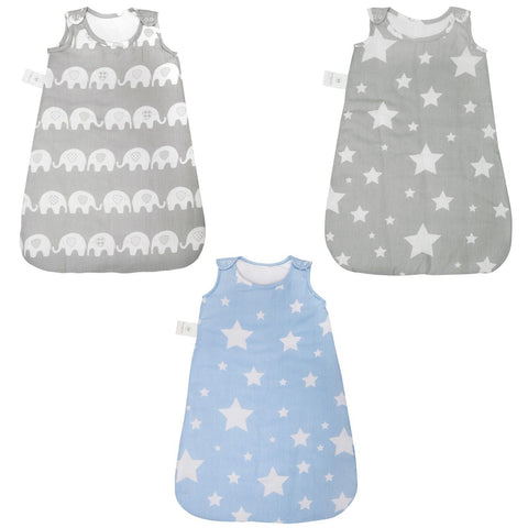 Stars Blue 100% Cotton Quilted Baby Sleeping Bag
