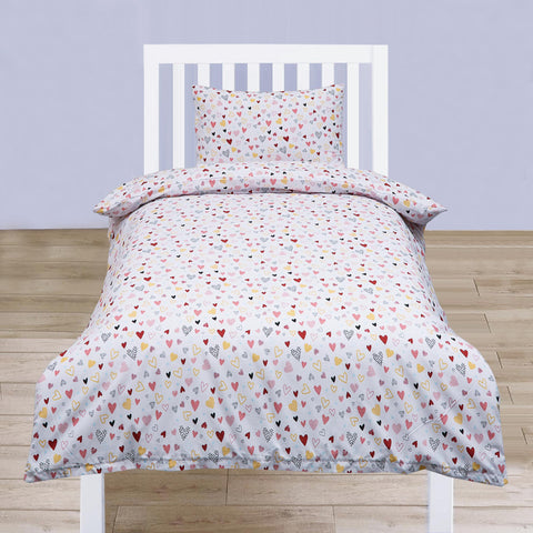 Mini Hearts Pink Toddlers Duvet Cover Set