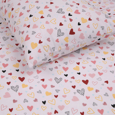 Mini Hearts Pink Toddlers Duvet Cover Set