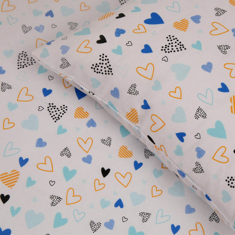 Mini Hearts Blue Toddlers Duvet Cover Set