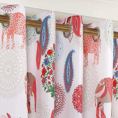 Elephant Ethnic Eyelet Curtains Set