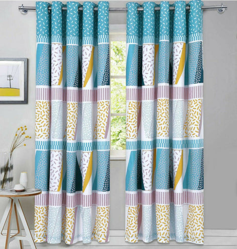 Miami Geometric Eyelet Curtains Set