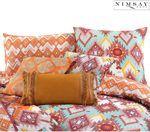 Navajo 100% Cotton Geometric Filled Cushion Multicoloured - 45 x 45 cm