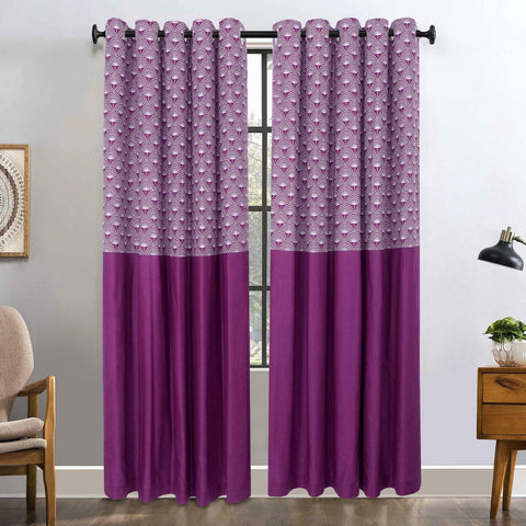 Paloma Purple Eyelet Curtains Set