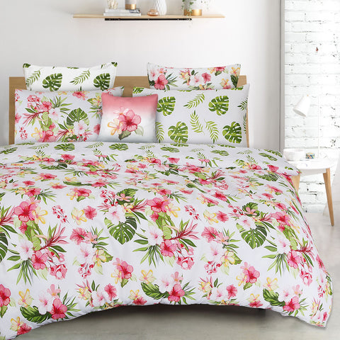 Tropicana Floral 100% Cotton Reversible Pillowcase Pair Set