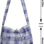 Multi Blue Checked 100% Cotton Women Crossbody Shoulder Bag