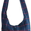 Royal Blue Checked 100% Cotton Women Crossbody Shoulder Bag