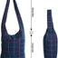 Royal Blue Checked 100% Cotton Women Crossbody Shoulder Bag