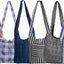 Royal Blue Checked 100% Cotton Women Crossbody Shoulder Bag