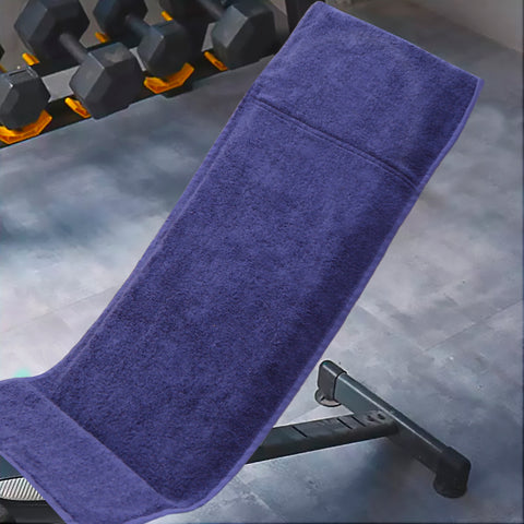 Egyptian Cotton 600GSM Simple Pocket Zip Navy Blue Gym Towel