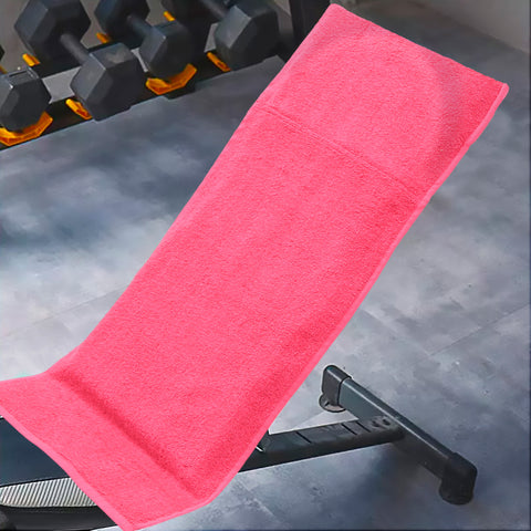 Egyptian Cotton 600GSM Simple Pocket Zip Hot Pink Gym Towel