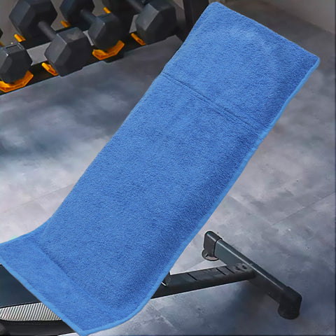 Egyptian Cotton 600GSM Simple Pocket Zip Royal Blue Gym Towel