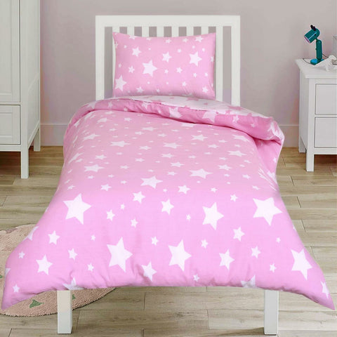 Stars Pink 100% Cotton Toddler Duvet Set