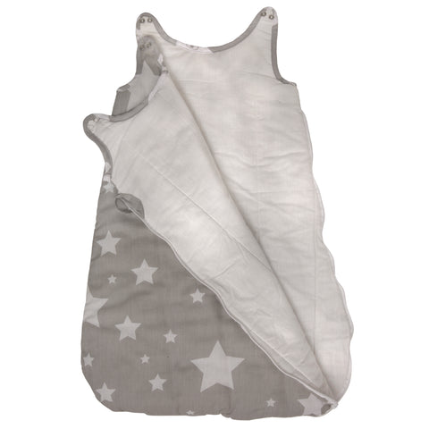 Stars Grey 100% Cotton Quilted Baby Sleeping Bag