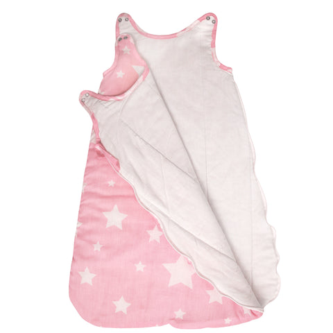 Stars Pink 100% Cotton Quilted Baby Sleeping Bag