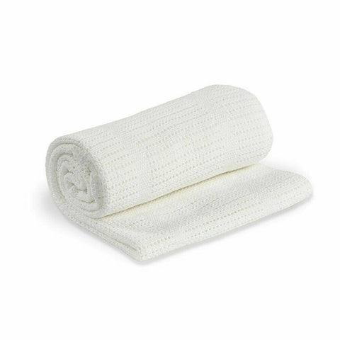 100% Cotton Cellular White Baby Blanket