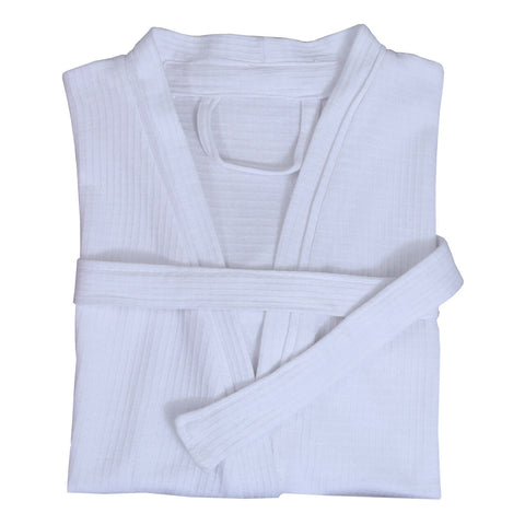 Women Jersey Waffle 100% Cotton White Dressing Gown