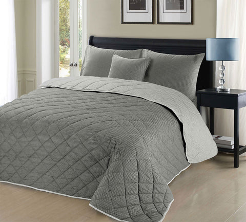 Christian Grey Geometric Quilted Bedspread