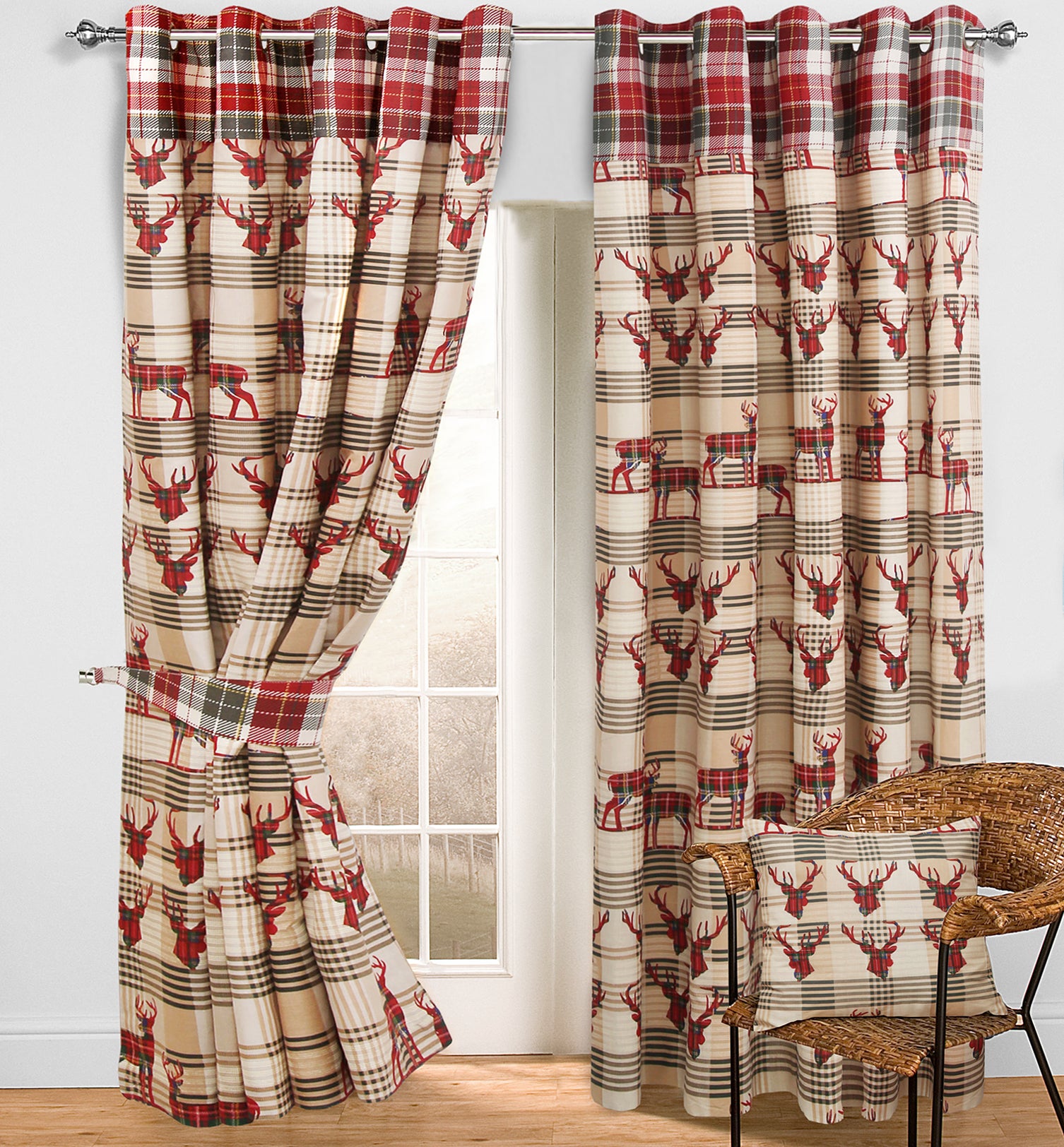 Stag Tartan Eyelet Curtains Set Nimsay Home