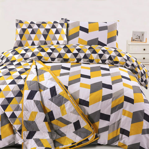 Quartz Geometric Quilted Bedspread