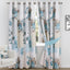 Rose Floral Blue Eyelet Curtains Set