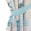 Rose Floral Blue Eyelet Curtains Set